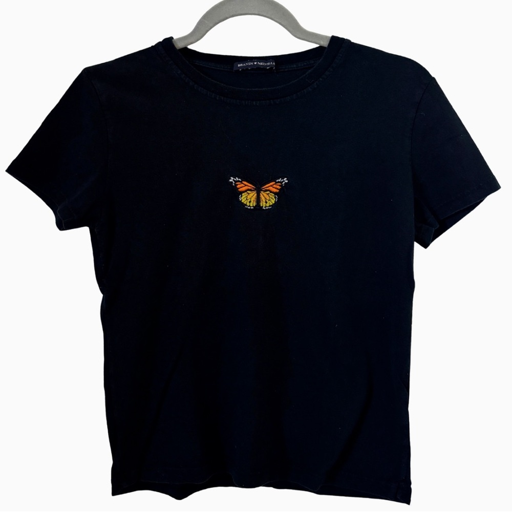 Brandy Black Baby Tee with Butterfly